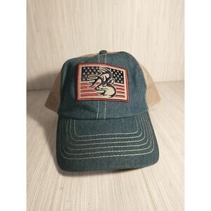 Legendary Whitetails Deer American Flag Trucker Cap Hat Blue SnapBack Mesh Buck